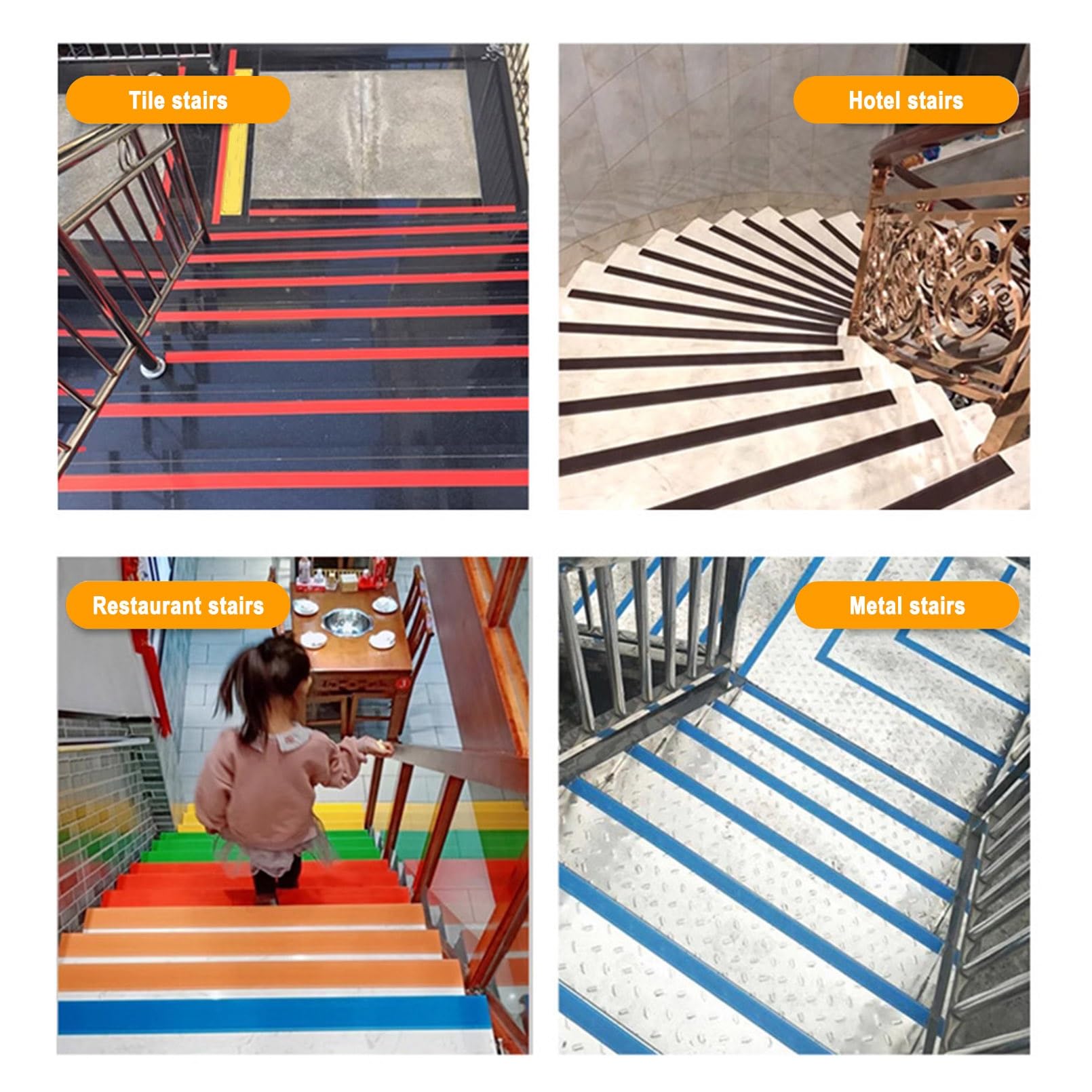 Perfil de PVC Autoadhesivo de Borde Para Escaleras, Borde de Escalera de Vinilo Antideslizante, Utilizado Para Escaleras Interiores Y Exteriores, Tiras Antideslizantes Para Peldaños(Grayish red,3m/118