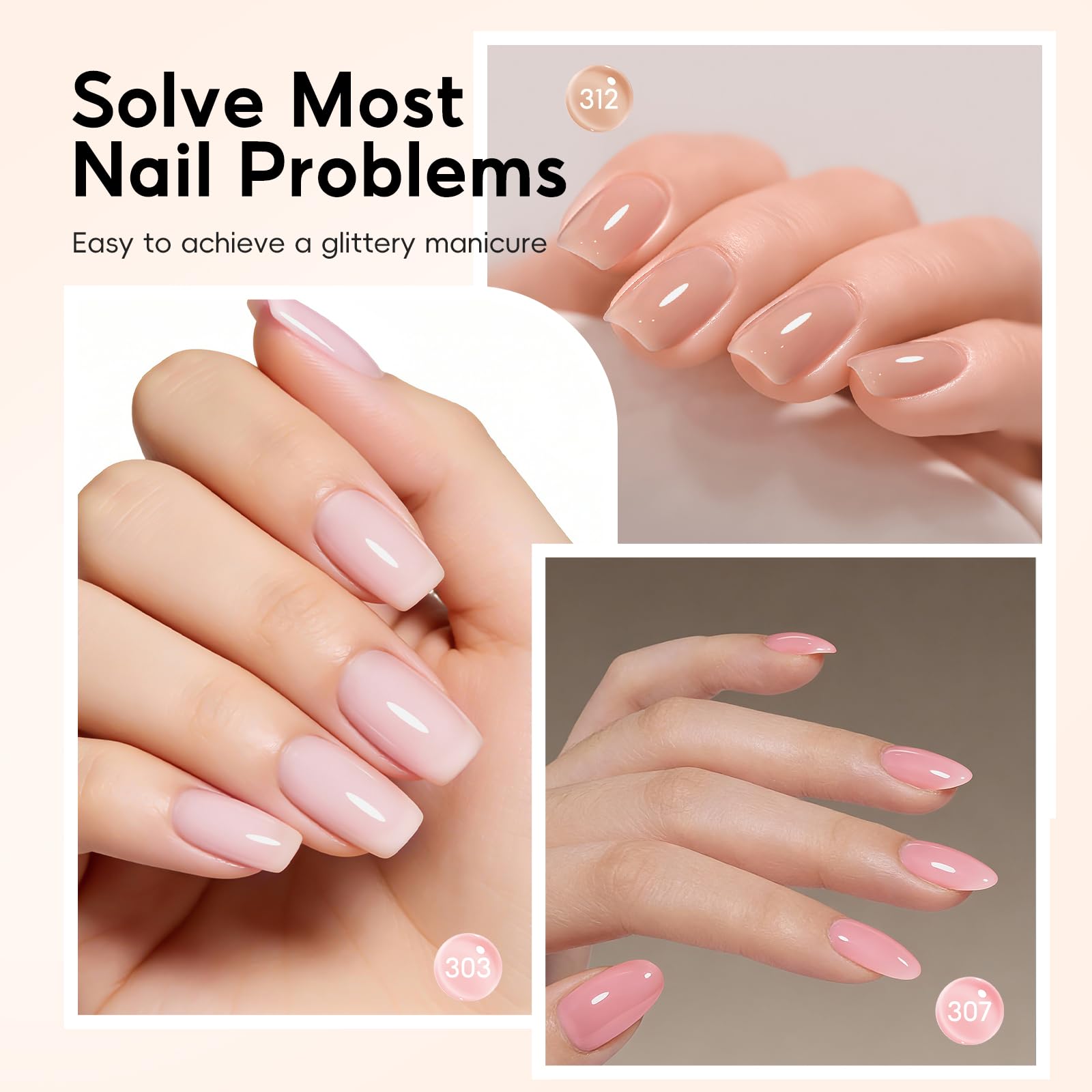 PEACECOLOR Builder Uñas Gel 10ML, Pintauñas Semipermanentes Blanco Lechoso Rosa Nude Gel Constructor para Extensión Reconstrucción Decoración de Uñas Principiantes y Profesionales — view 5