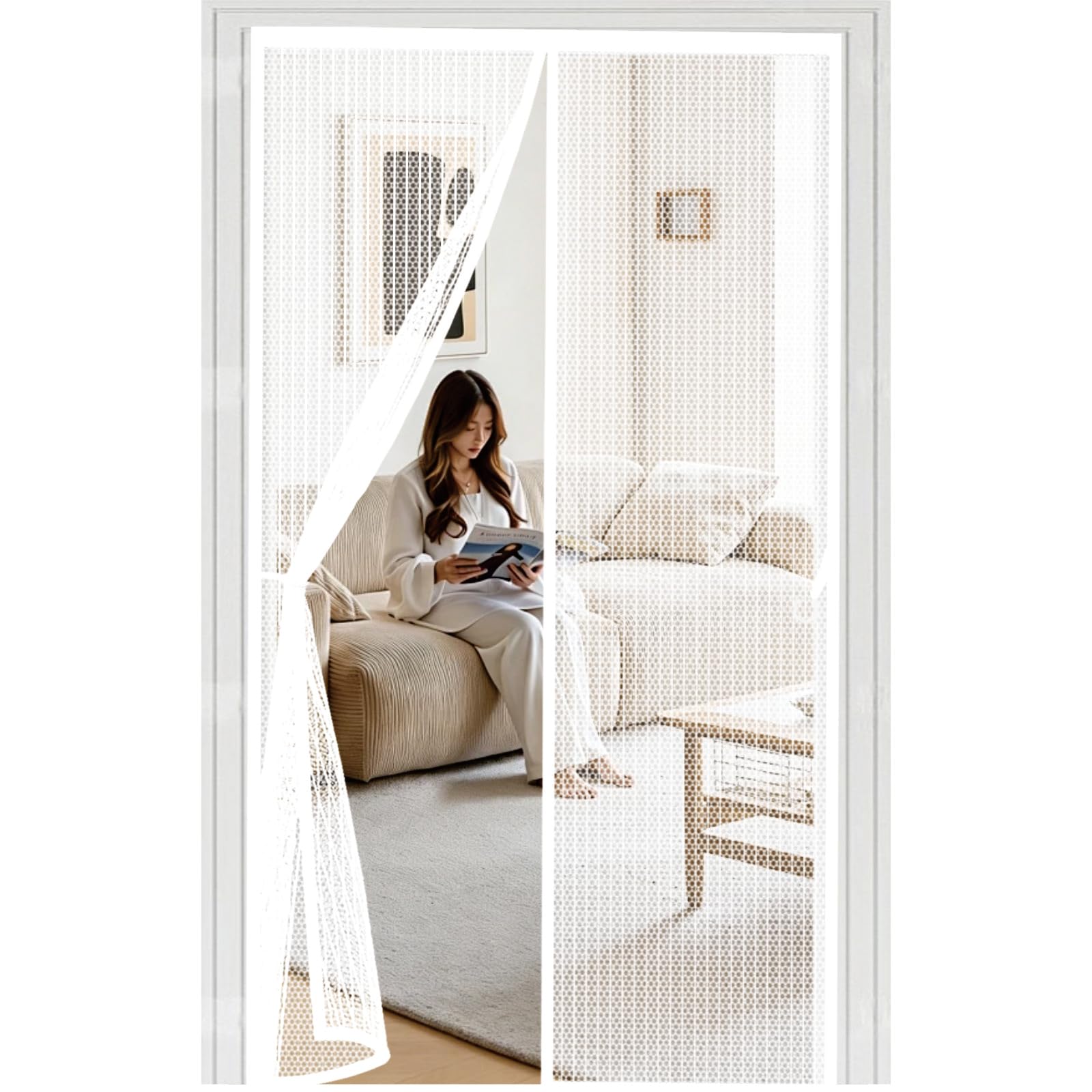 Anti mouche pour porte exterieur blanc moustiquaire aimantée 104x243cm