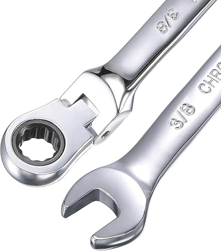 Miniatura 3 de uxcell Llave combinada de trinquete de cabeza flexible de 38 pulgadas SAE 72 dientes de 12 puntos de trinquete de caja de herramientas de llave
