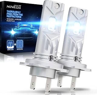 NINEO H7 LED Headlight Bulbs, 12000LM 60W No Need Adapters Fanless H7 in-line Install Lights All-in-One Conversion Kits Windless 6500K Xenon White Bright - Pack of 2