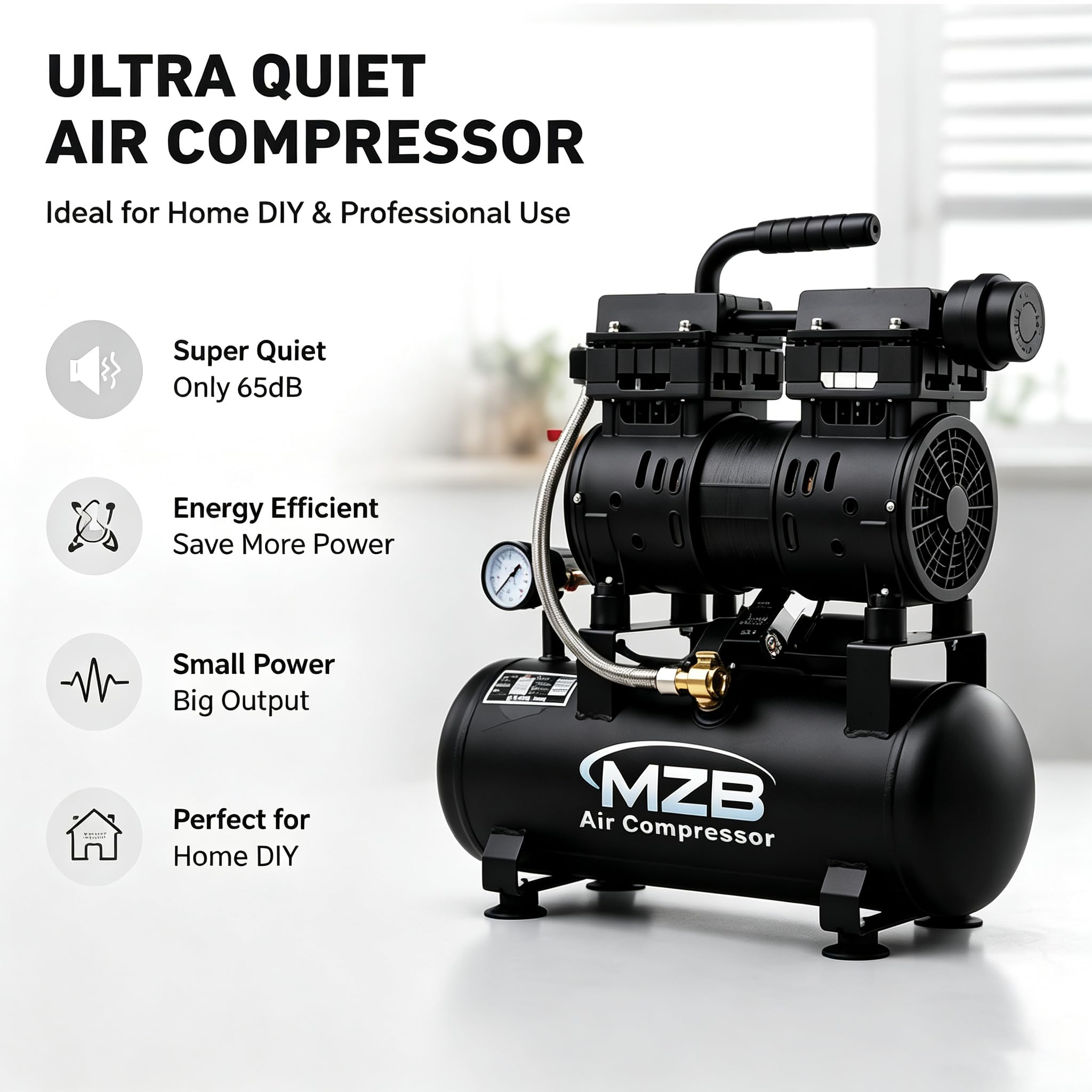 Amazon.com: MZB 2.4 Gallon 1.0HP Ultra Quiet Air Compressor 110V
