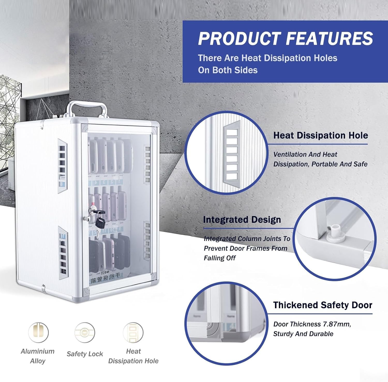 Secure Cell Phone Locker Cabinet - Lockable Wall-Mounted Cabinet Locking Safe for Office, School, Classroom | Wall-Mounted Device Storage and Charging Station (27)