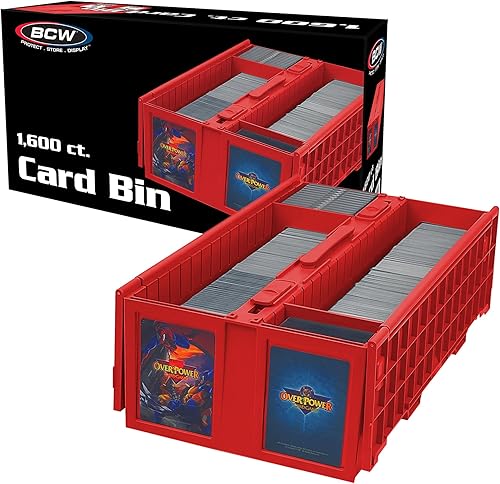BCW Contenedor de tarjetas coleccionable, con capacidad para hasta 1600 tarjetas, color rojo, caja grande de almacenamiento de tarjetas para cartas