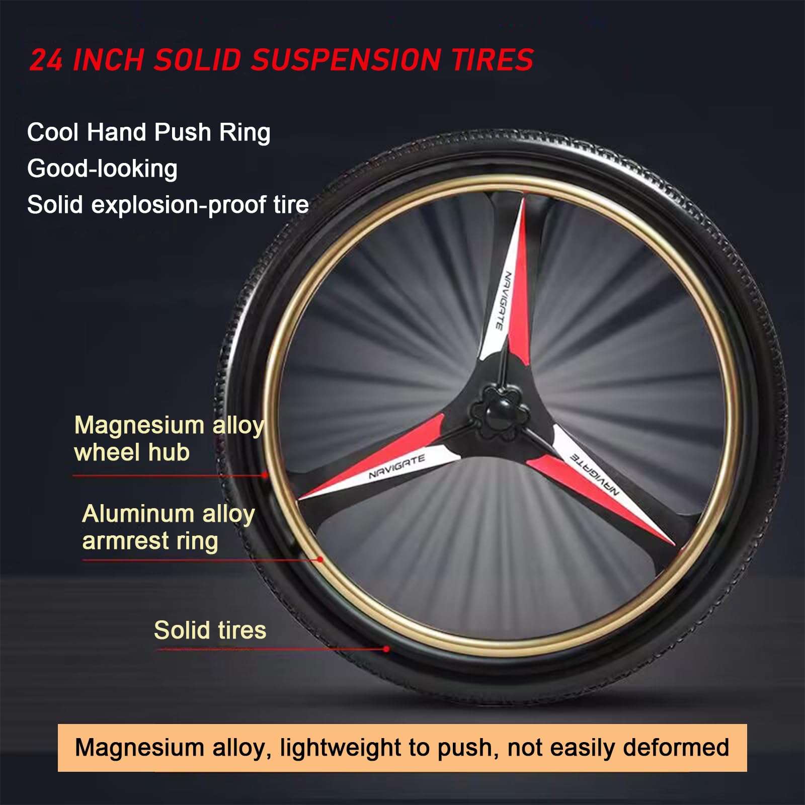 Silla De Ruedas Deportiva Todo Terreno,Silla de Ruedas Plegable Ultra-Ligera de Aluminio con Freno,sillas de Ruedas manuales autopropulsadas,diseño de Doble Freno
