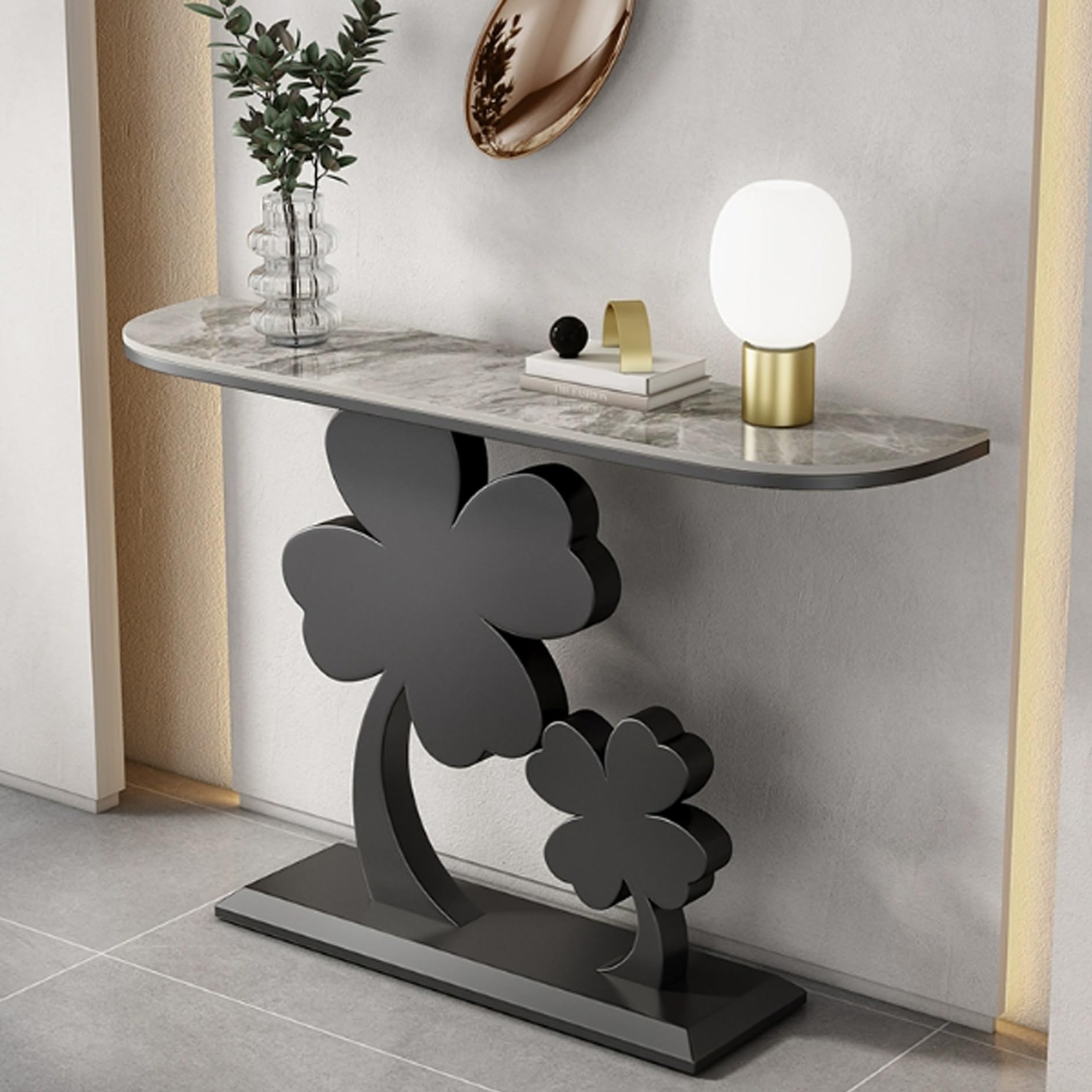 MESCXTY Console Table for Entryway, Contemporary Accent, Narrow Long Behind Sofa Tables with Geometric Metal Frame, Entrance Living Room(Gray,120cm/47.2in)