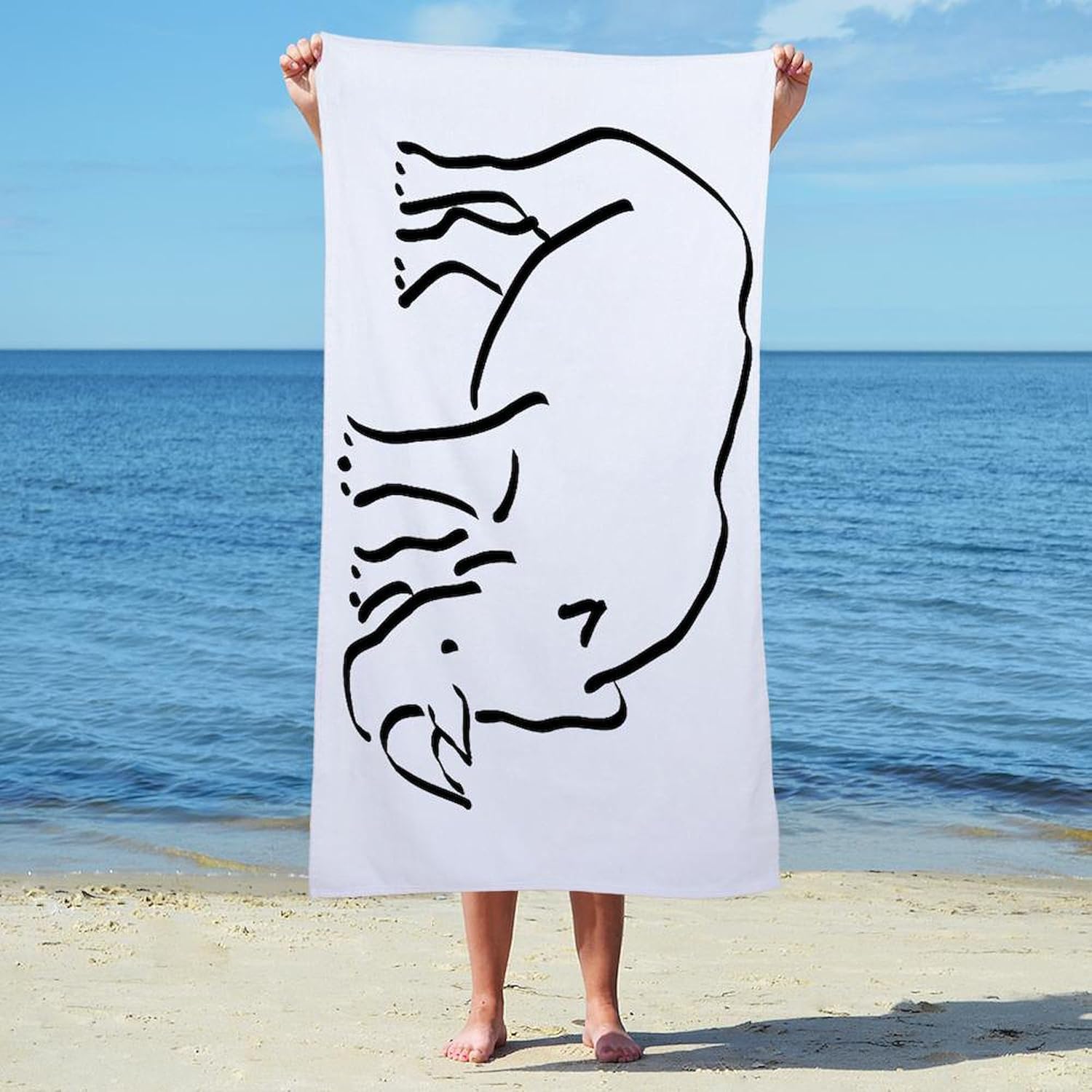 CafePress White Rhino 30"x60" Absorbent Cotton Back, Soft Beach, Pool Towel