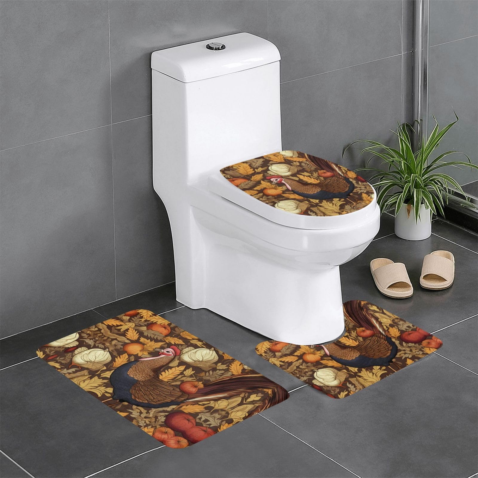 Tapis de salle de bain lot de 3 antidérapant contour WC rectangulaire ovale