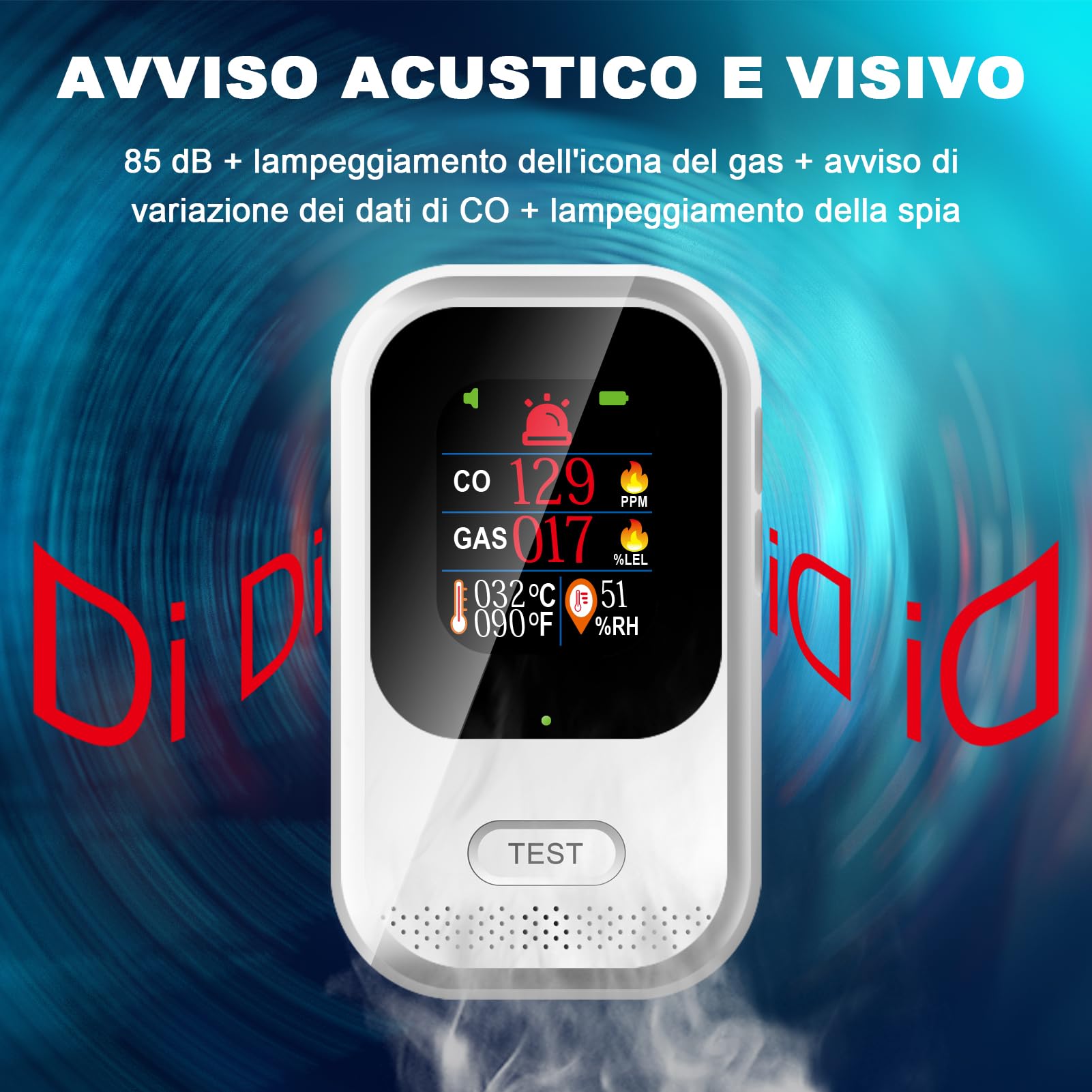 Wolf Guard 4 in 1 Rilevatore di Gas e Monossido di Carbonio con Spina per Casa, Rivelatore di Gas Combustibile per Gas Naturale LPG Metano Propano Butano, con Batteria, HD12-CG (Batteria 2000 mAh)