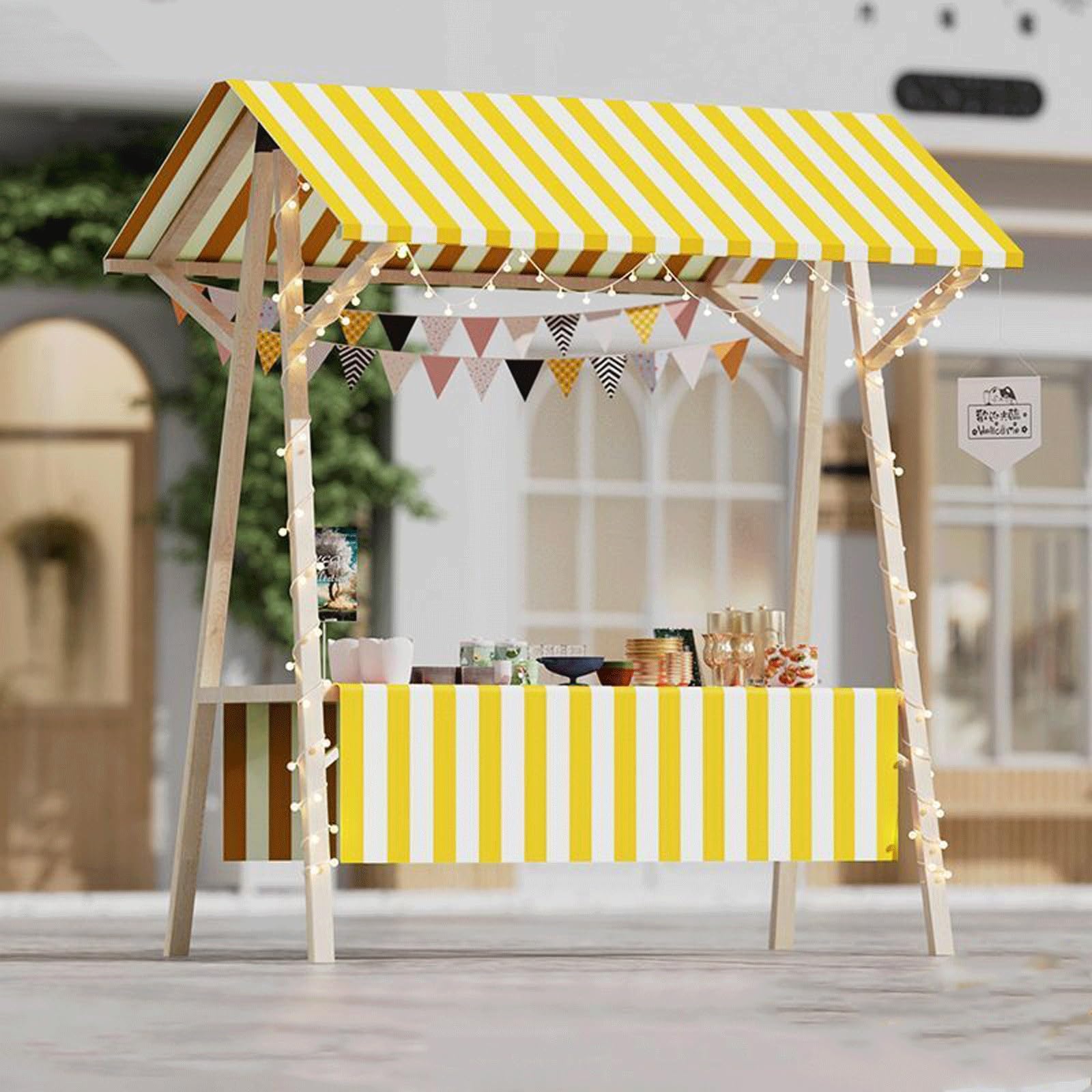 LJYKBFL Foldable Food Cart on Wheels, Lightweight Vendor Stall for Street Markets, Farmers Markets, and Craft Shows, Portable Display Stand for Outdoor Vendors