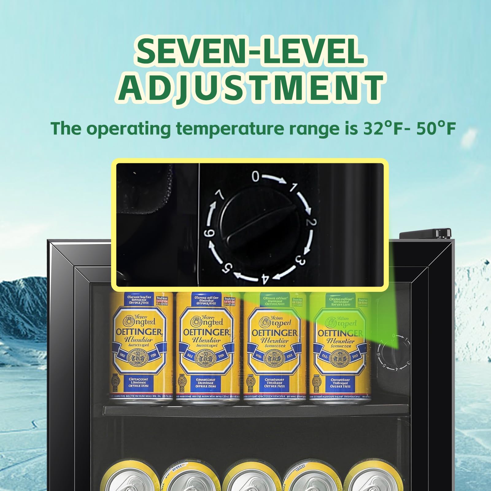 WANAI Small Beverage Refrigerator Cooler 1.3 Cu.Ft, 45 Can Black Mini Small Fridge With Glass Door Adjustable Shelves For Soda Beer Wine, Suitable For Bedroom Bar Office on Fridge.com - View 5