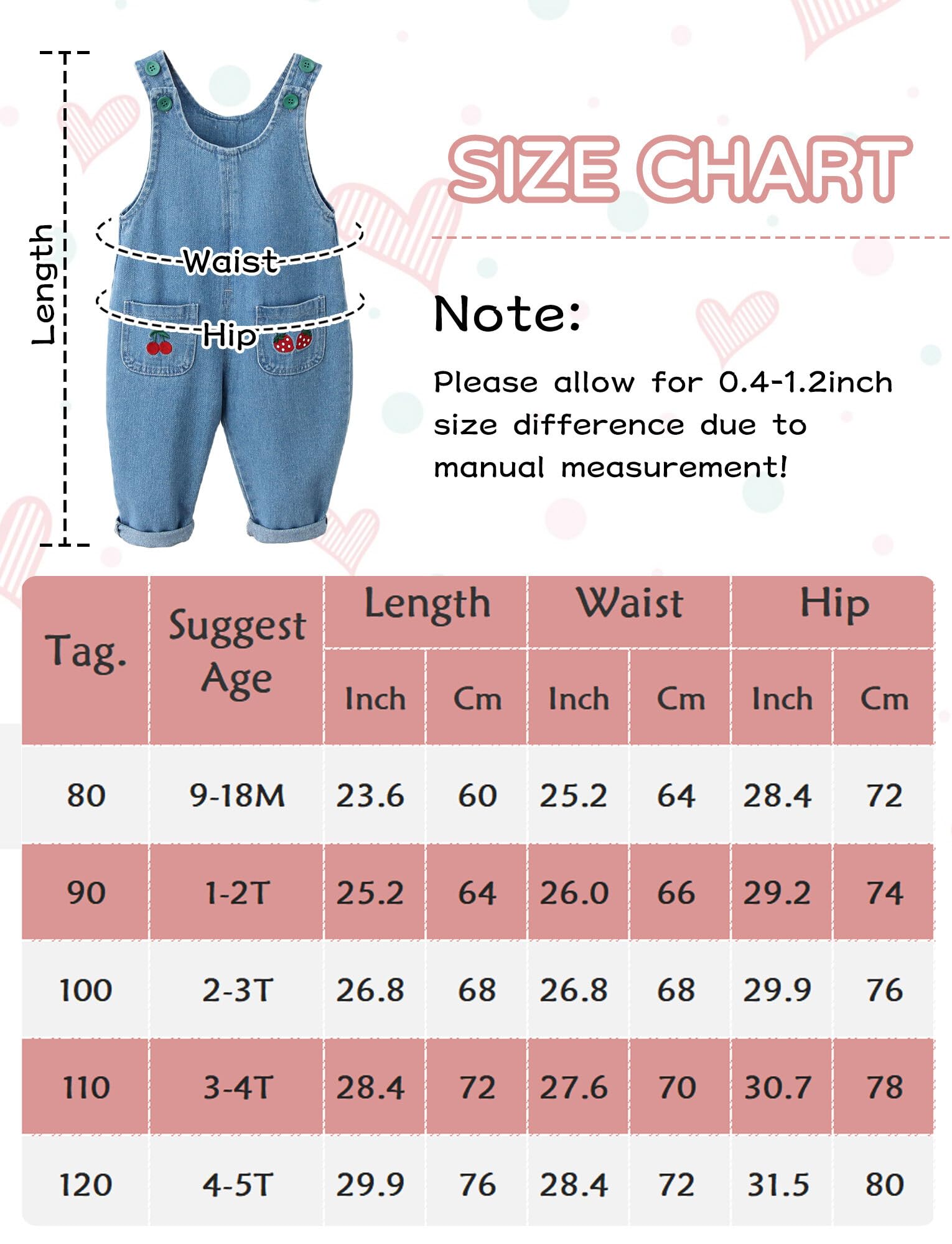 FEOYA Salopette en jean unisexe pour bébé garçon et fille - Combinaison avec poche - Combinaison pour enfant en bas âge - En coton doux - Salopette ample - Pantalon mignon en denim - 9 mois - 5 ans