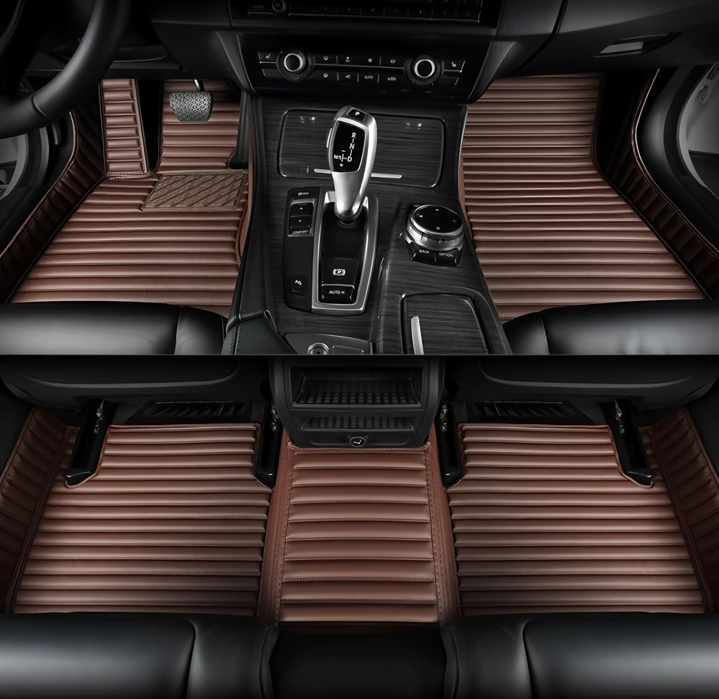 SARAHS Customized car Floor mats -Suitable for 99% of Cars, SUVs, and Trucks - car Pads to Protect Vehicle Interior Floor Accessories (Brown Horizontal Stripe)