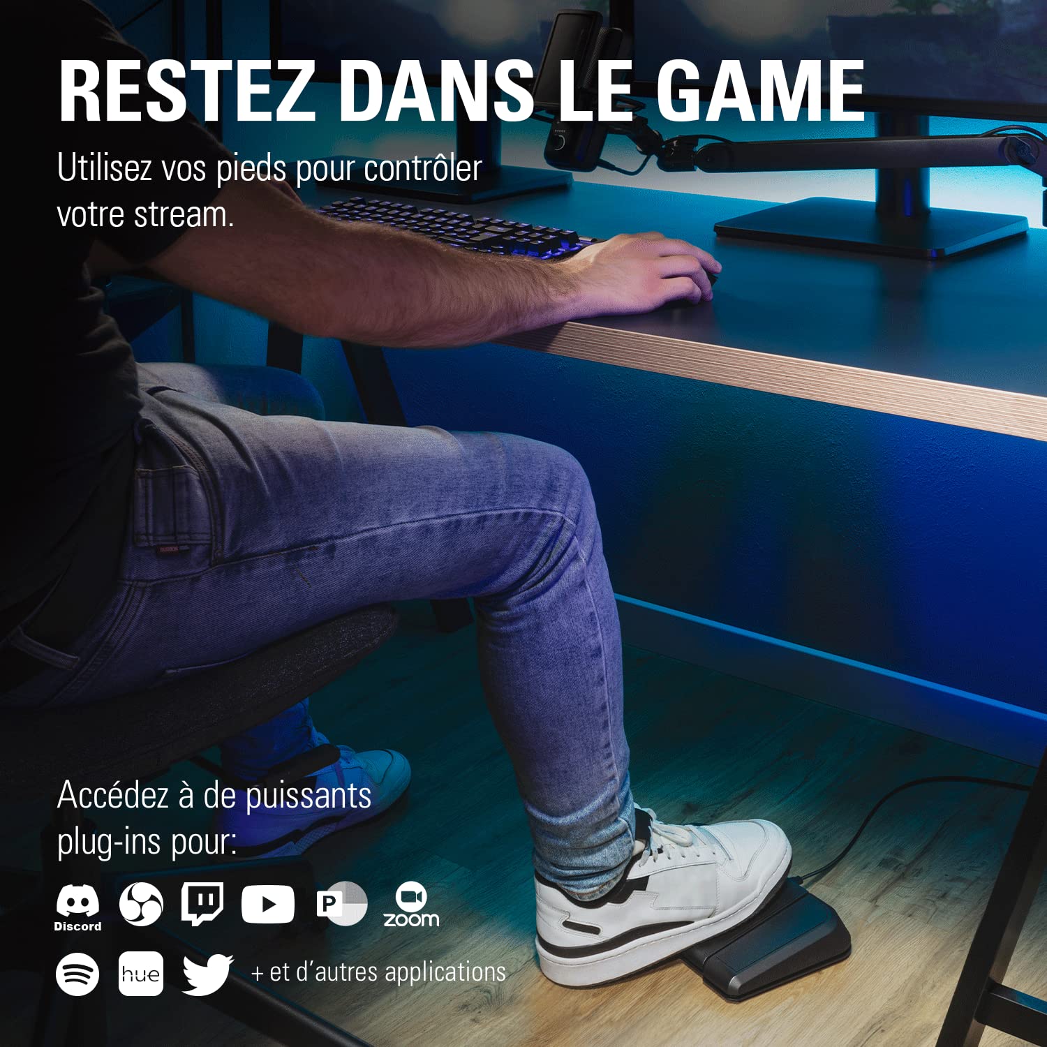 Elgato Stream Deck Pedal – Contrôleur mains libres | 3 pédales macro, déclenche des actions dans OBS, Twitch, YouTube et autres logiciels, compatible Mac/PC