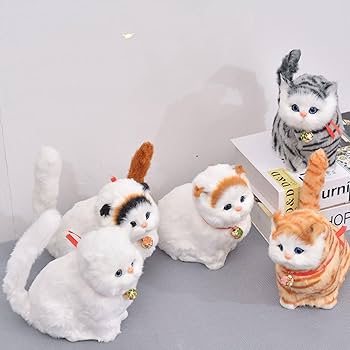 Amazon.co.jp: Homilius 猫 ぬいぐるみ 6種類 リアル 鳴く 車内 置物