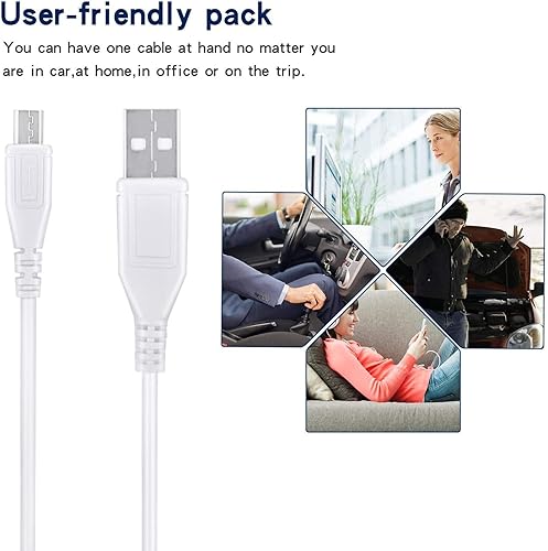 Miniatura 3 de 3.3ft White Micro USB Power Cord Lead Charging Cable for Pokanic C6 Shower Potable Speaker