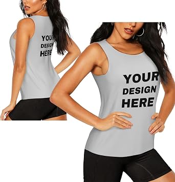 Custom Tank Tops for Women Personalized Sleeveless Shirt with Front Back Photo Printing Gym Gift for Wife Mom