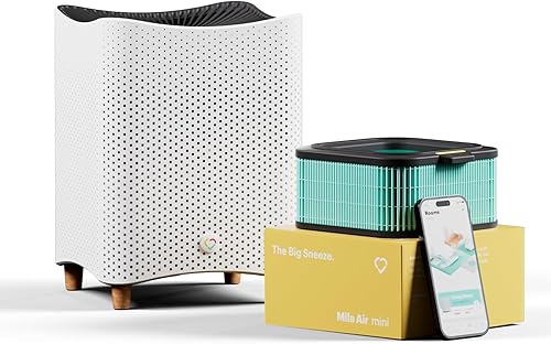 Mila Air Mini Smart Home Purificador de aire con filtro de repuesto HEPA Big Sneeze H13 para alergias, elimina el polvo, el polen, la caspa, ideal