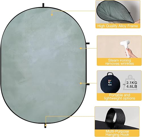 Miniatura 7 de Kate Telones de fondo plegables para fotografía beigecian, fondo de panel desplegable 2 en 1 para fiestas, retratos, videos, podcast, 5 x 6.5 pies