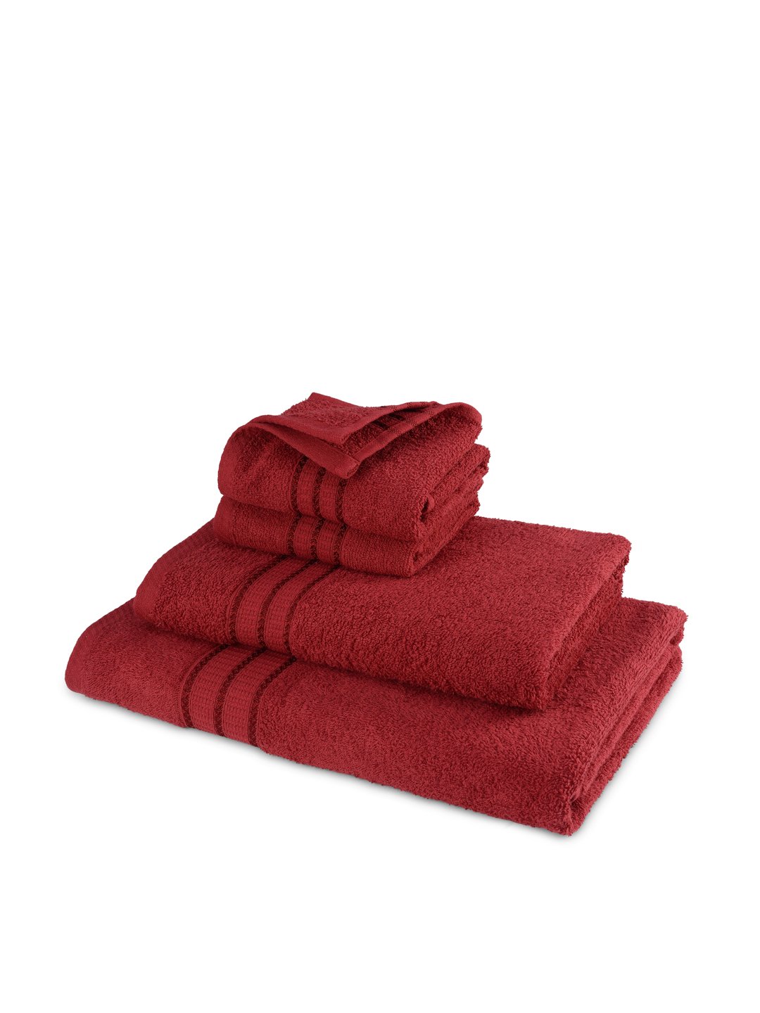 Portico New York Sparkle Cotton 1 Bath Towel, 1 Medium Towel, 2 Hand Towel Set, 450 GSM Red