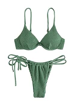 Amazon.com: SweatyRocks Women's Textured Underwire Bikini