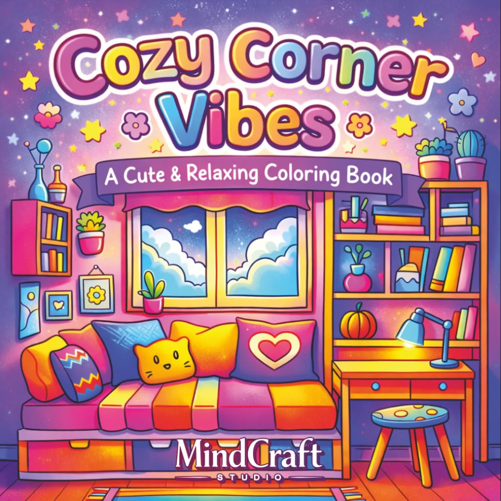 Cozy Corner Vibes Coloring Book: Cute & Colorful Cozy Scenes for Relaxation, Stress Relief & Creative Fun