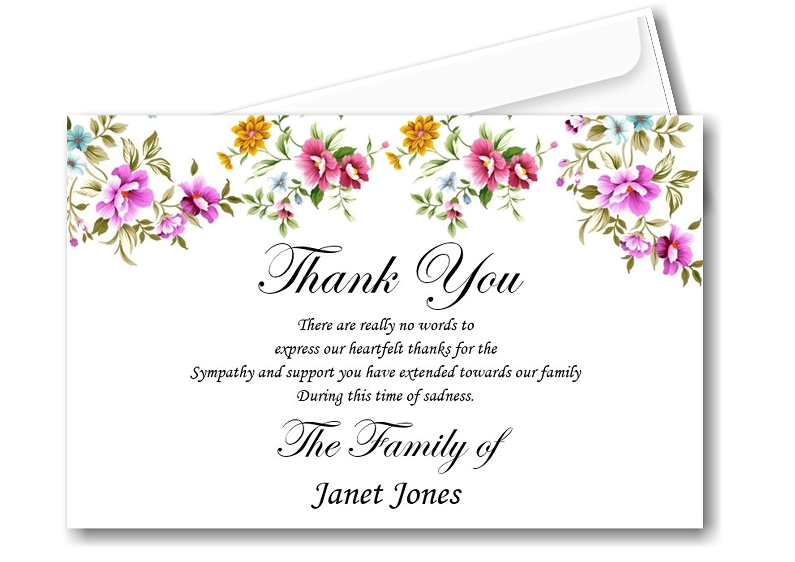 Personalised Funeral Remembrance Thank You Cards ref TH11 (100)