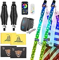 Vista 13 de Ehaho 1 paquete de 1 pie de luces de látigo, luz de látigo LED con aplicación y control remoto, látigos iluminados RGB en espiral persiguiendo