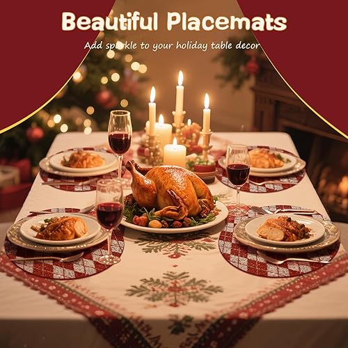 Miniatura 7 de Mantel individual con diamantes de imitación triturados redondos con purpurina para Navidad, vacaciones, Año Nuevo, centro de mesa, cocina, mesa,