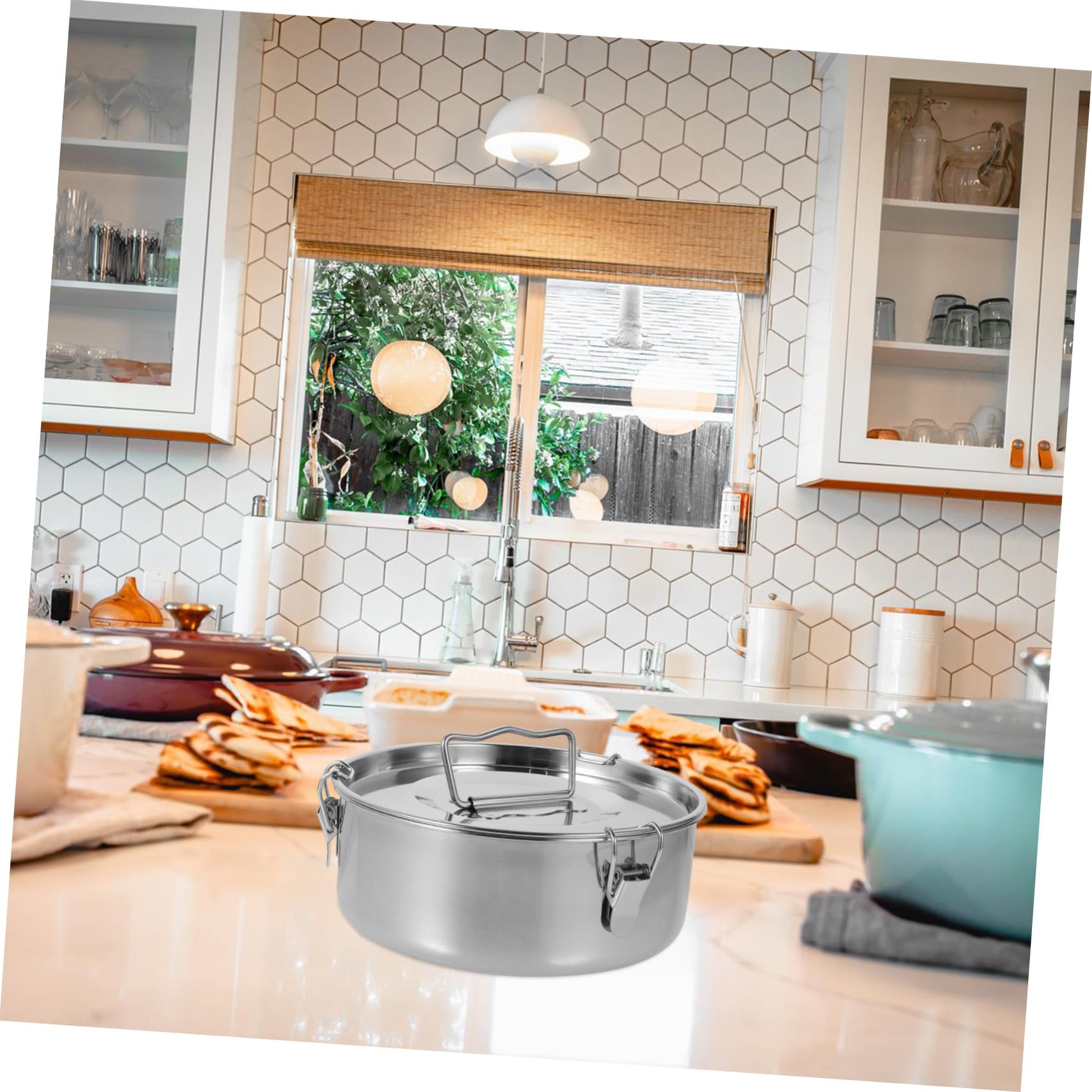 Molde Olla Vaporera de Acero Inoxidable para Flan con Tapa Resistente y Fácil de Usar, Adecuado para Hornear Flanes y Mariscos en Cocina