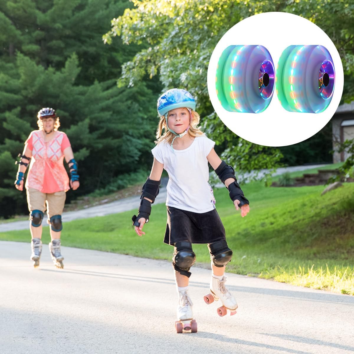 2pcs Roller Skate Wheels Pu Bearing Inline Skates Wheel Accessory Illuminated Durable Replacement for Outdoor and Indoor Skating