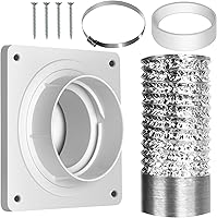 Vista 1 de Dryer Vent Hose Connector Kit, Dryer Vent Wall Plate with Hose(4 inch 8 feet), Dryer Duct Connector with Quick Connect & Disconnect, Covers Area