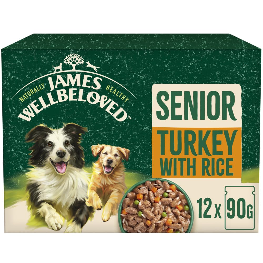 James Wellbeloved Senior Dog Food with Turkey in Gravy Pouch 12 x 90 g