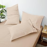 Vista 8 de Juego de 2 fundas de almohada 100% algodón egipcio, fundas de almohada refrescantes de 400 hilos, fundas de almohada suaves y transpirables con Beige