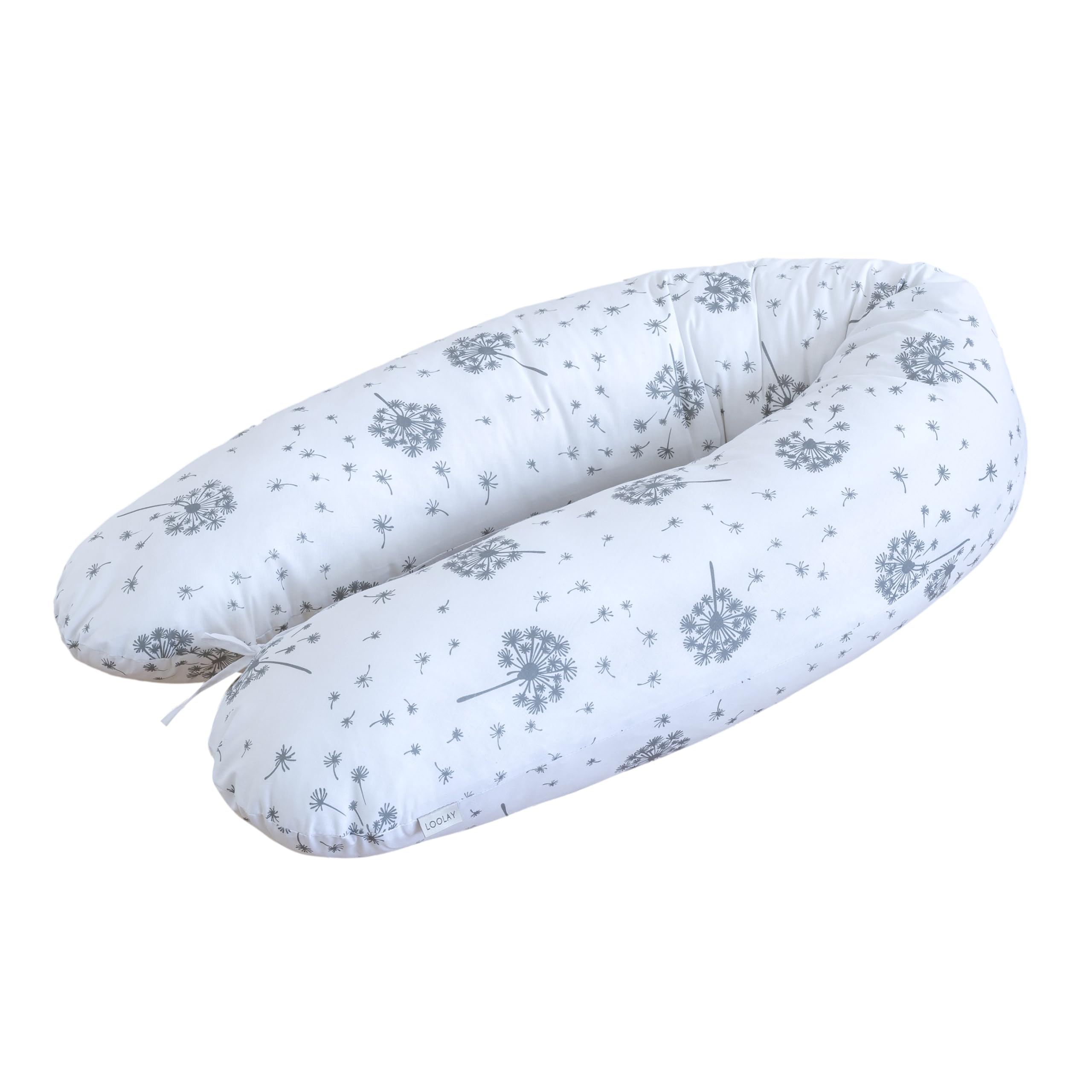 LOOLAY Coussin de Grossesse - Coussin d'allaitement 190 cm - Coussin pour Dormir sur Le côté 100% Coton - avec Housse Amovible - Coussin de Grossesse pour Dormir (Pustule Blanc)