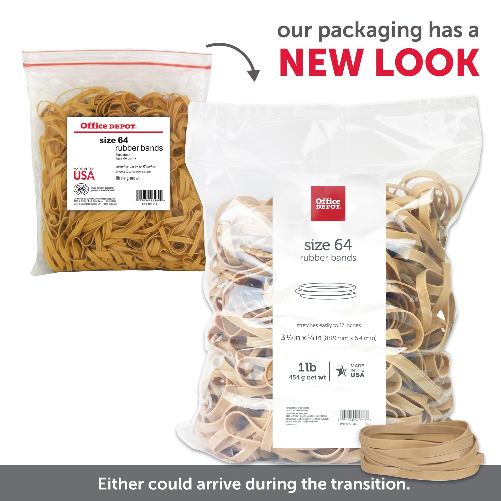 Office Depot Rubber Bands, #64, 3 1/2in. x 1/4in., 1 Lb. Bag, 2464408 :  Amazon.sg: Office Products