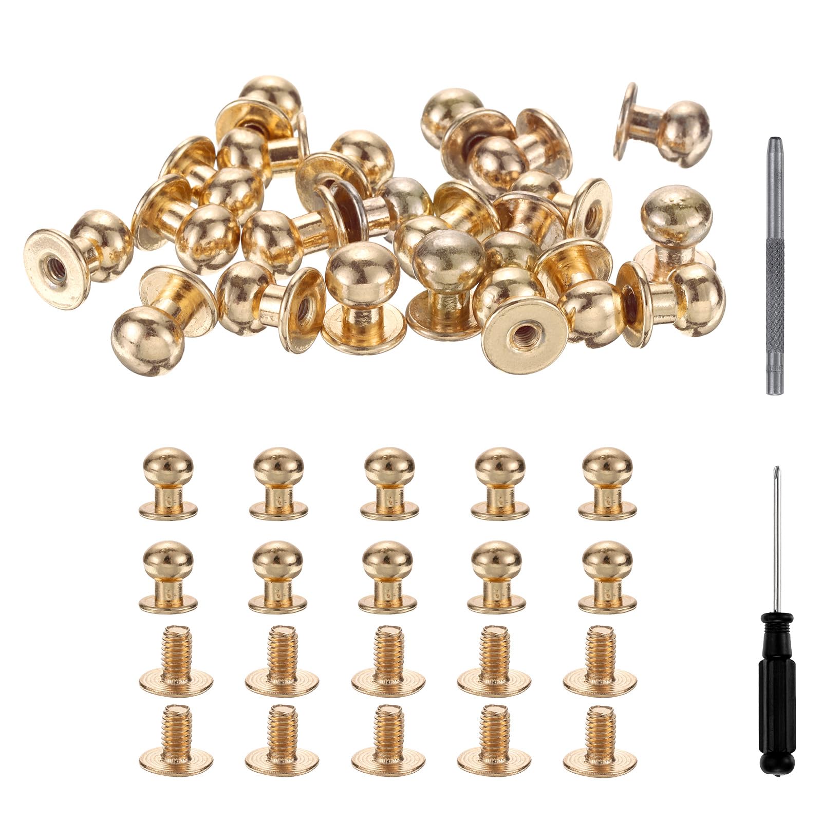 DIY Rivets HARFINGTON 30 Sets Round Head Button Studs - 9mm Alloy ...