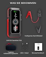 CAPTOK 16800 mAh Indítóakkumulátor 2000A Vezeték Nélküli Töltéssel és LED Lámpa 7