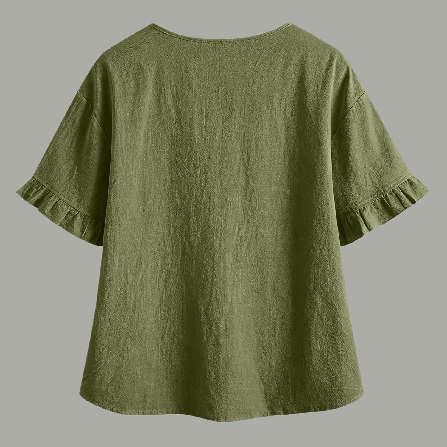Short Sleeve V Neck T Shirts for Women Summer Ruffle Business Casual Dressy Tops Henley Loose Basic Spring Outfits