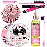 Edge Control Wax Strong Hold Non-greasy Hair Styling Gel - Edge Wax No Flaking Edge Control for Black Hair Edge Wax for Women Rose&Black Castor Oil for Hair Growth Edge Brush Hair Braid Bonnet