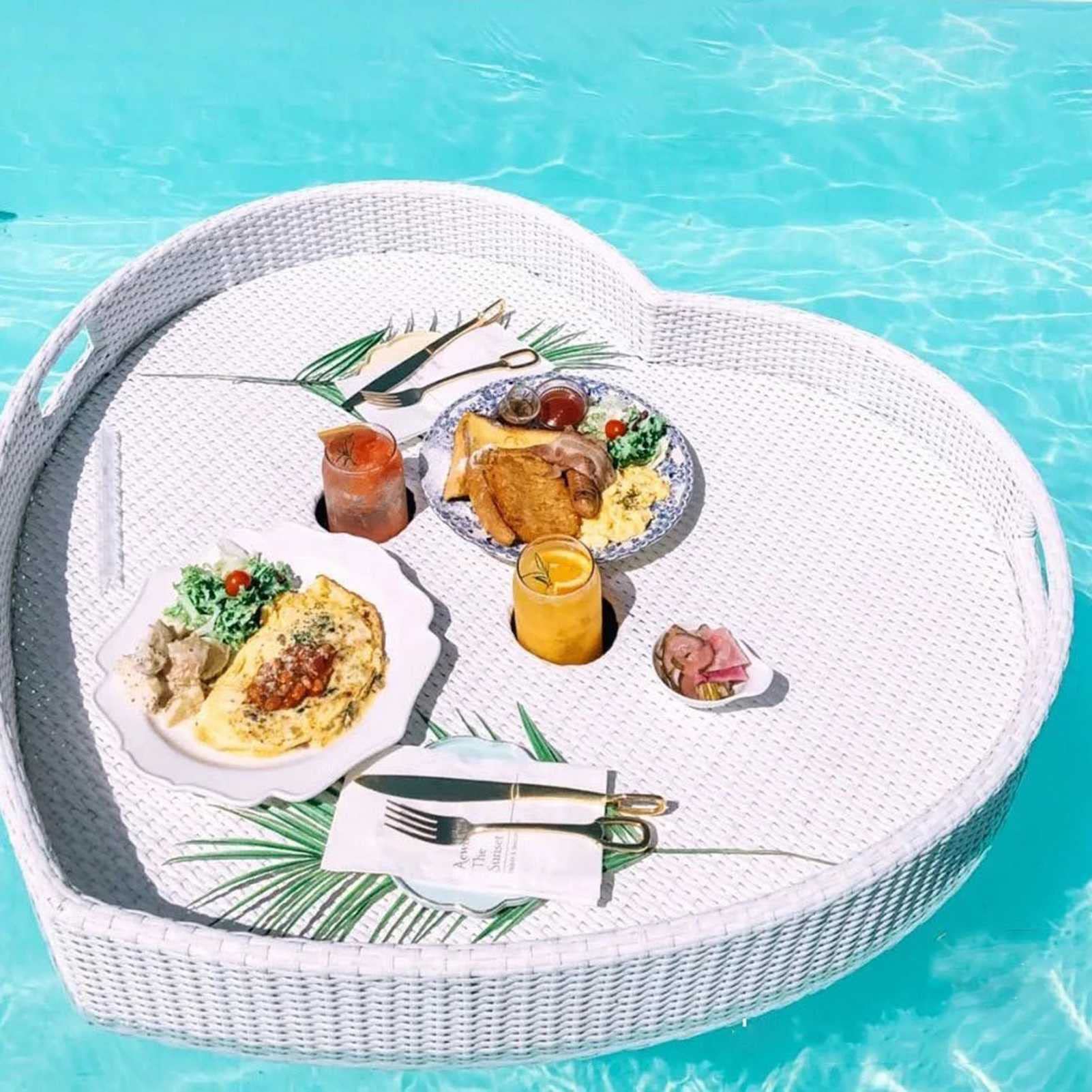 Swimming pool floating bar, Bar with Handles, Floating Tray(White)