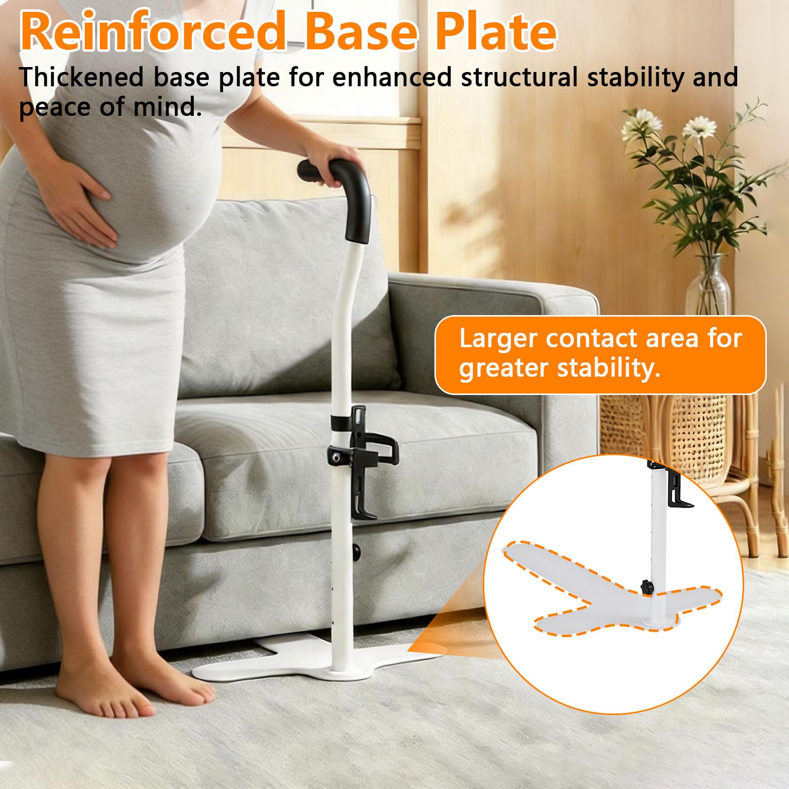 Aufstehhilfe für Senioren mit Getränkehalter, Aufstehhilfe Sofa, 6 Höhenverstellbare 62 bis 87cm, Stehhilfe mit Polstergriff, Mobilitätshilfe für Senioren, Schwangere und Behinderte