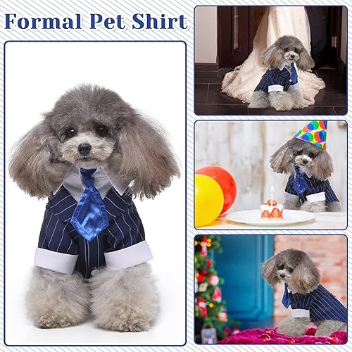 Miniatura 9 de DENTRUN Elegante traje de pajarita para perro disfraz de esmoquin para cachorros boda Halloween cumpleaños cosplay ropa formal para mascotas para