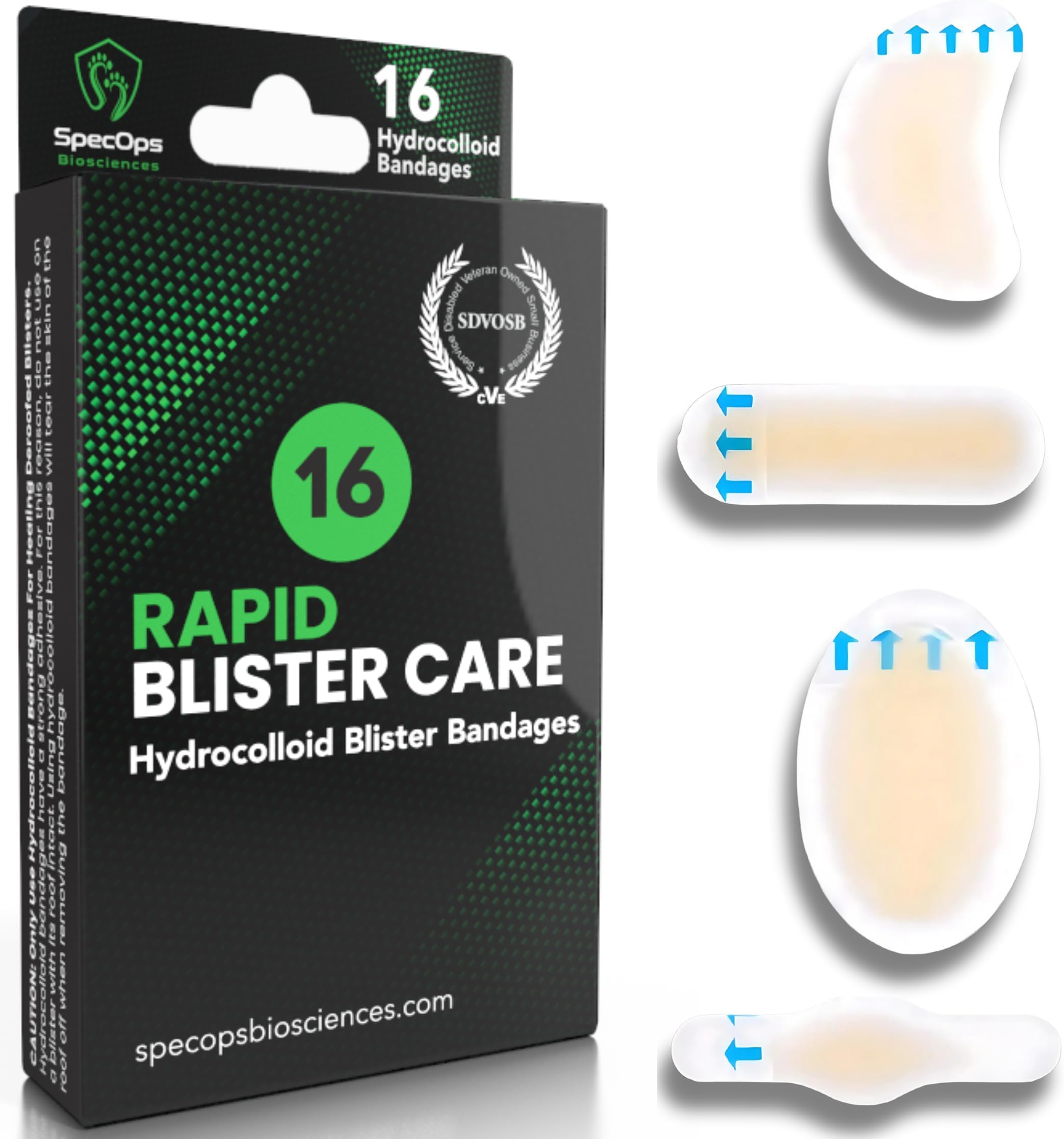 Hydrocolloid Blister Bandages (16 Pack) - Premium Blister Treatment for Athle...