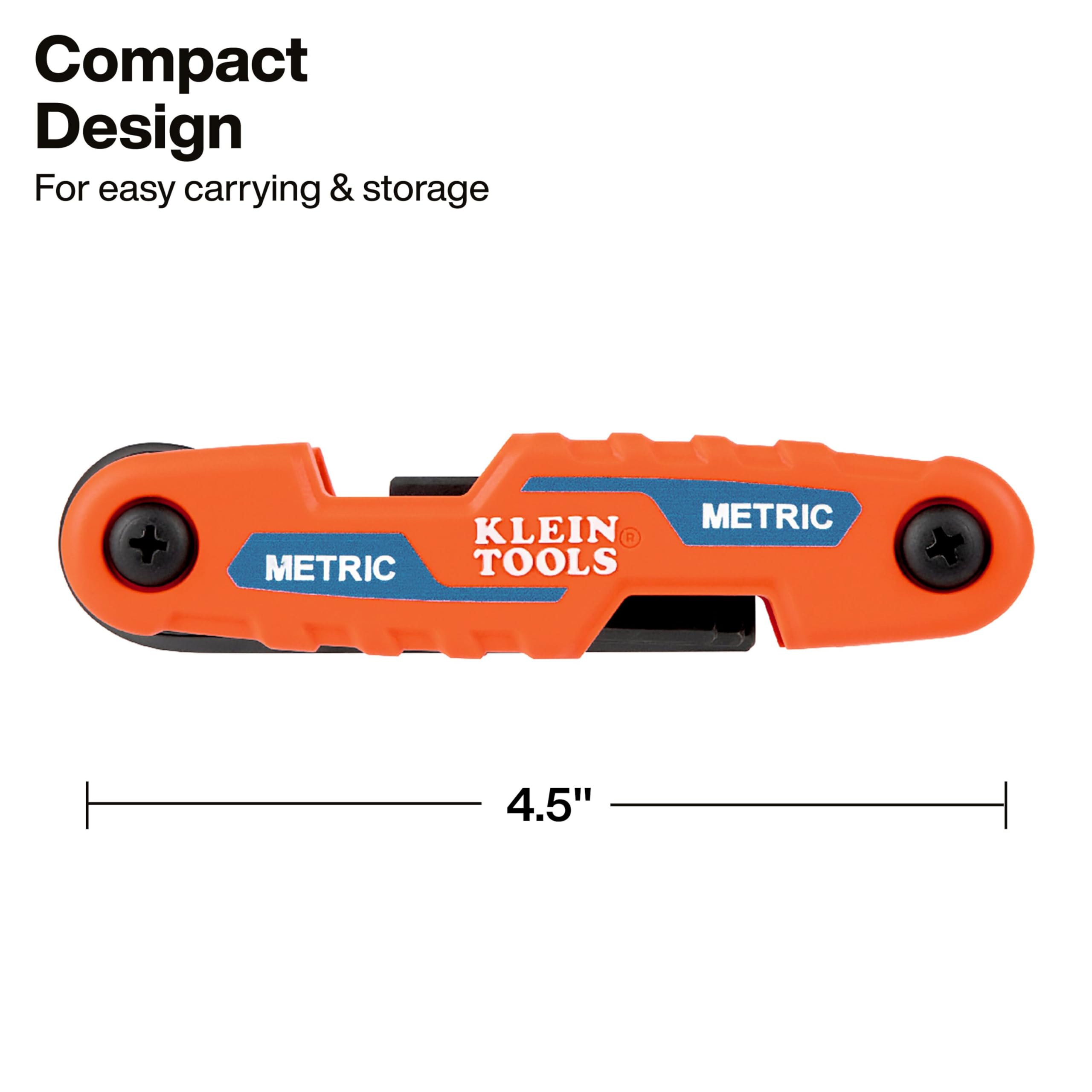 Klein Tools 70543 - Set di 3 chiavi esagonali compatte, pieghevoli, metriche, SAE, misure Torx, 25 chiavi, acciaio legato trattato termicamente