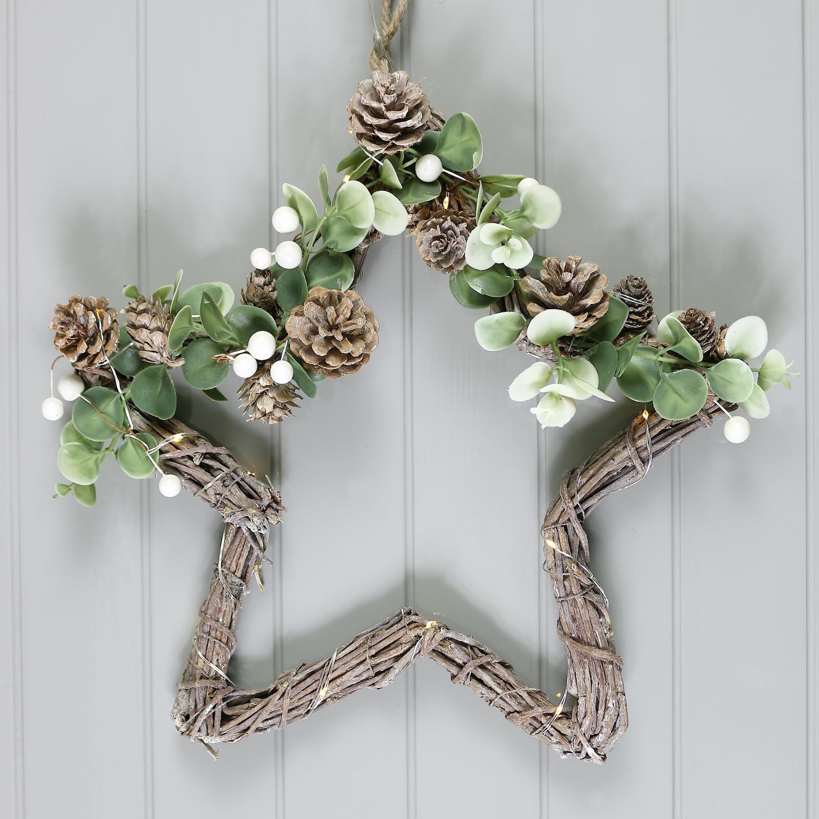 Mr Crimbo Green 30Cm Twig Star With Cones