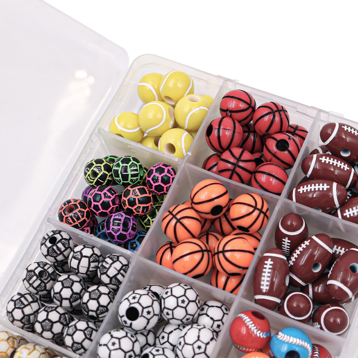 200 Perline Sport In Argilla Polimerica Per Creazione Gioielli Fai Da Te - Forma Palla, Multicolori, Sfuse Per Bracciali, Collane E Orecchini