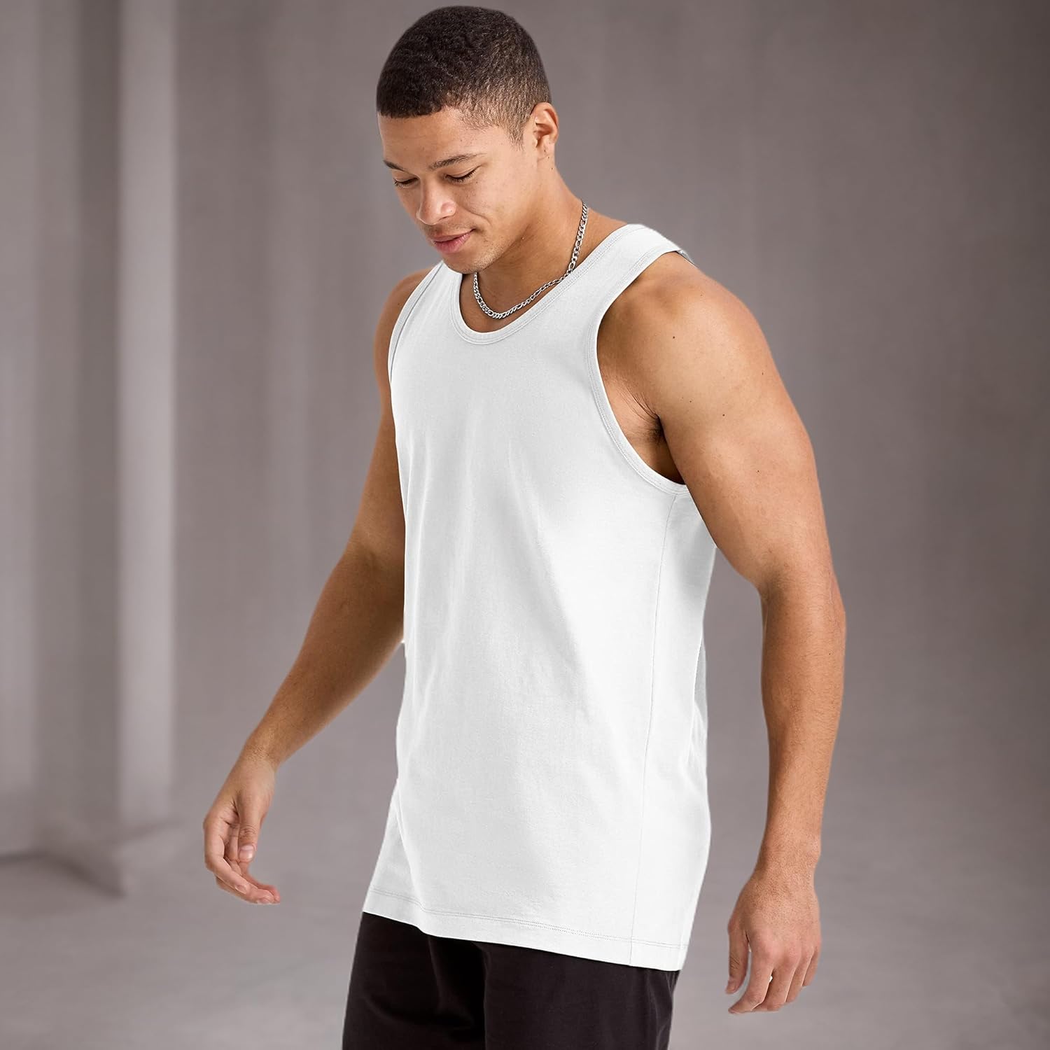Hanes Mens Essentials Tank Top Pack, Midweight Cotton Tanks, Sleeveless Shirts, 3-Pack - Image 7
