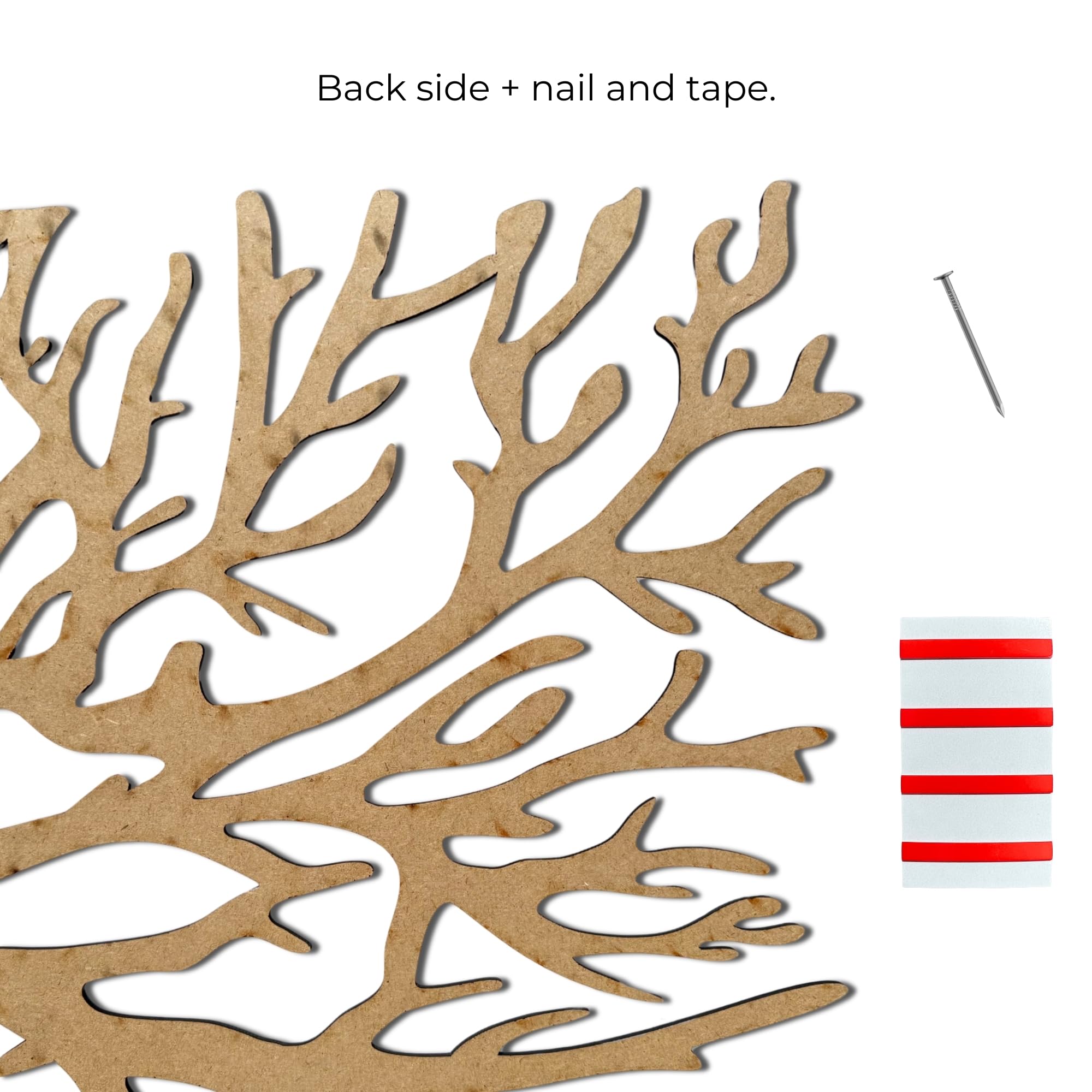 SENTOP HDF0502 Decorazione da parete in legno – Rami, decorazione a parete con 3 pannelli in legno, decorazione naturale in legno per soggiorno, camera da letto e ufficio (80 x 32 cm, nero)