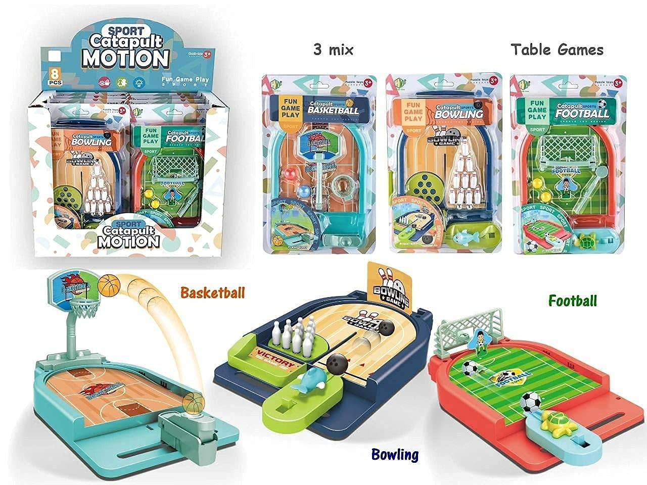 Cojuz Basketball Football Bowling Soccer Table Miniature Desktop Novelty Game Fun Activity for Kids Boys Girls Adults Pack of 1 Table 2